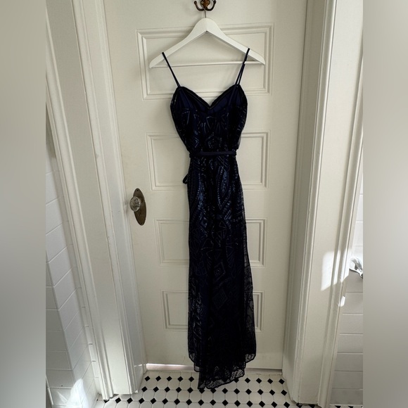 Elegant Navy Blue and Sparkle Dress - Picture 2 of 3